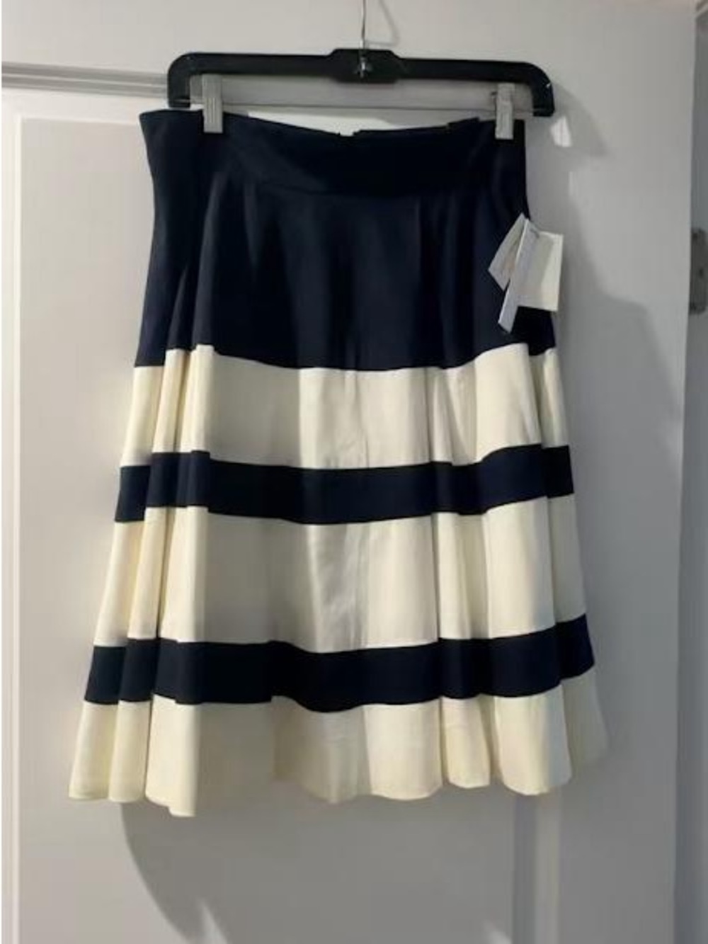 Amanda & Chelsea Navy and Cream Striped A-Line Skirt